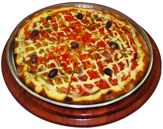 Pizza recém-assada da Pizzaria Sartori