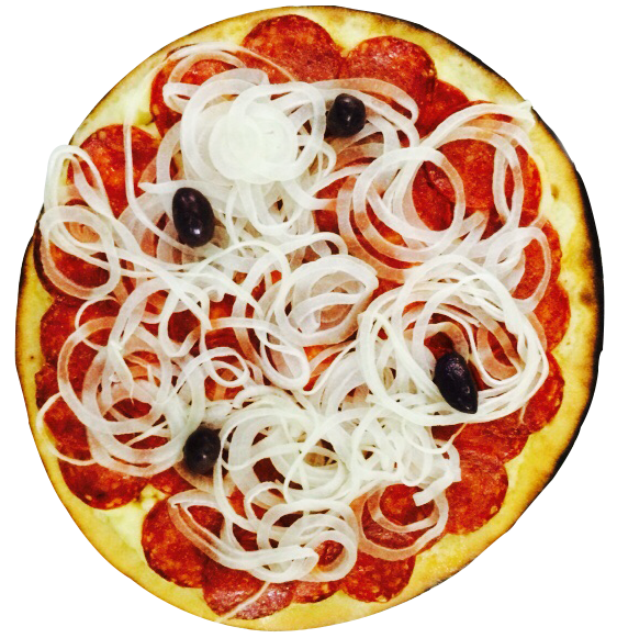 Fatia de pizza de calabresa da Pizzaria Sartori